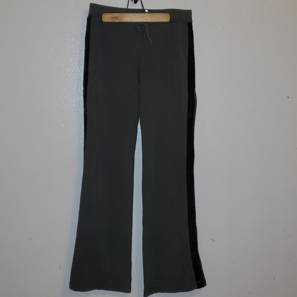 Express brand green pants with velvet stripe